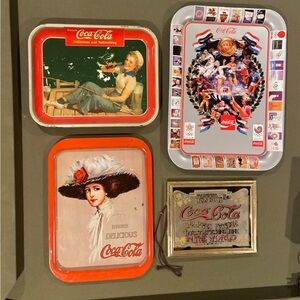 Vintage Coca Cola Trays and A Mirror